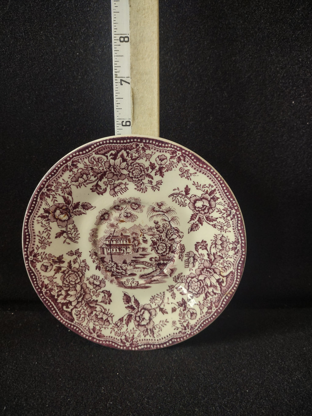 Vintage Clarice Cliff Staffordshire Tonquin Purple Transferware Saucer [5962]