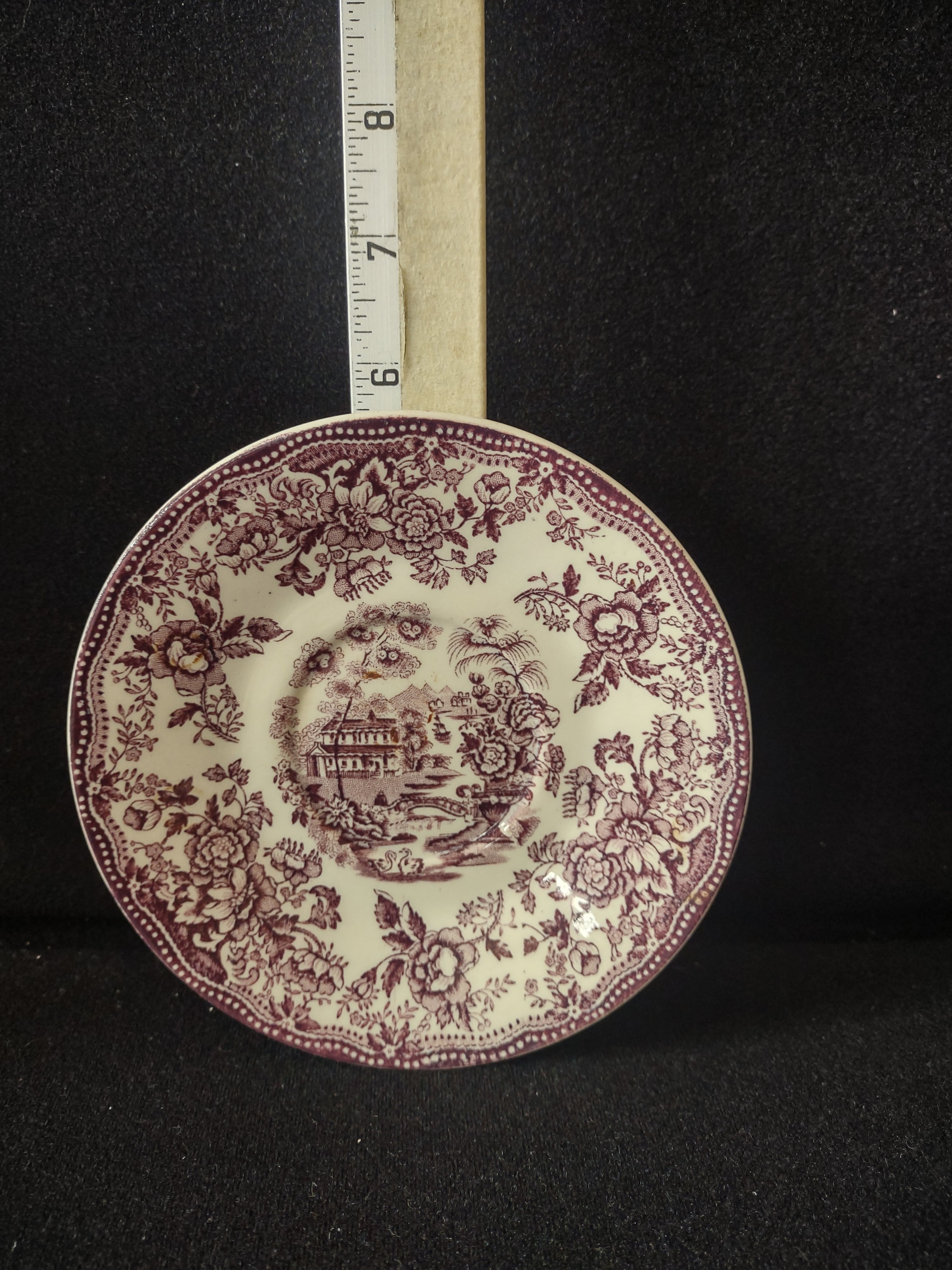 Vintage Clarice Cliff Staffordshire Tonquin Purple Transferware Saucer [5962]