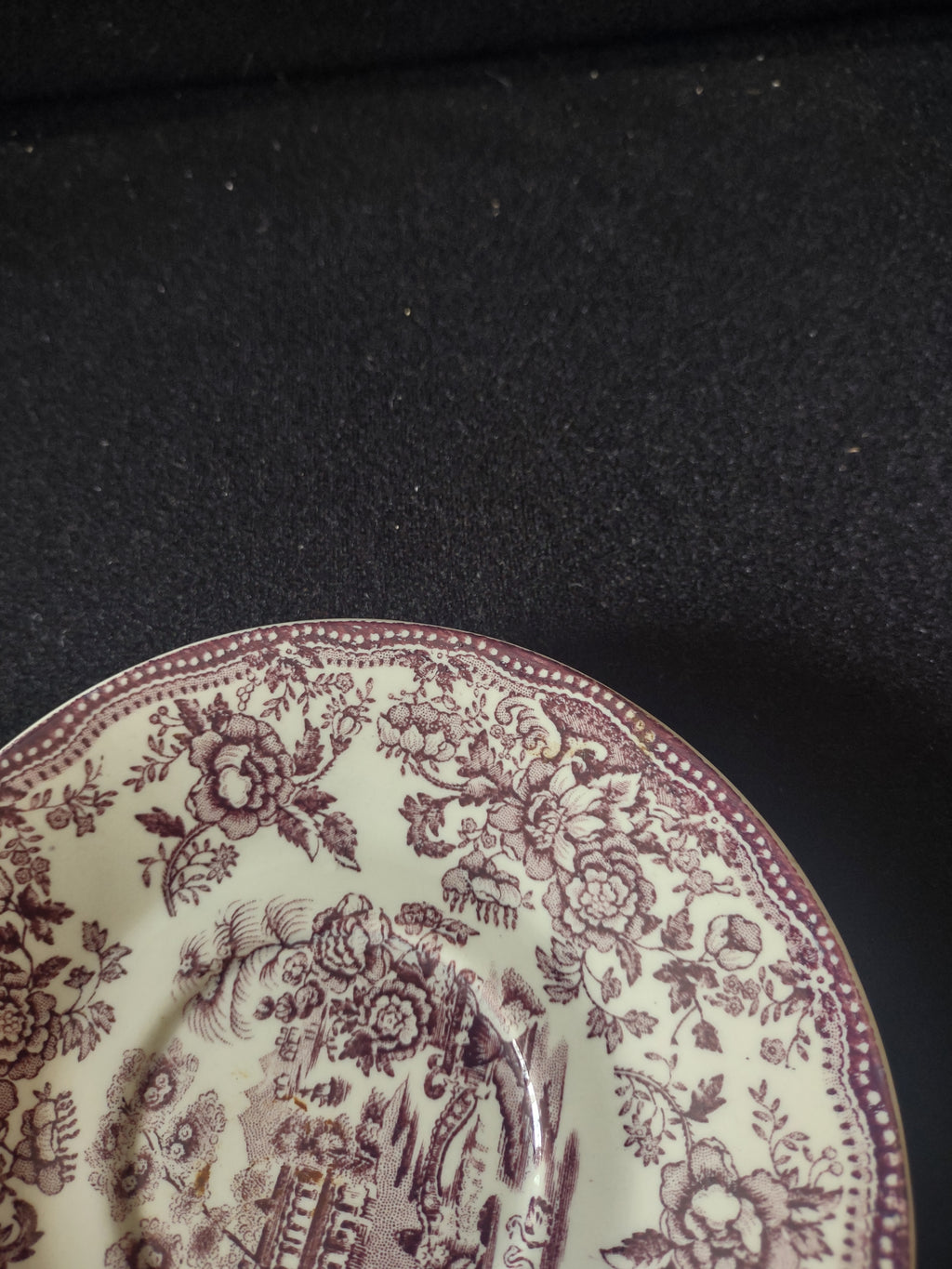 Vintage Clarice Cliff Staffordshire Tonquin Purple Transferware Saucer [5962]