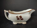 Vintage Meakin Royal Ironstone Tea Leaf Gravy Sauce Boat Brown Transferware [5963]