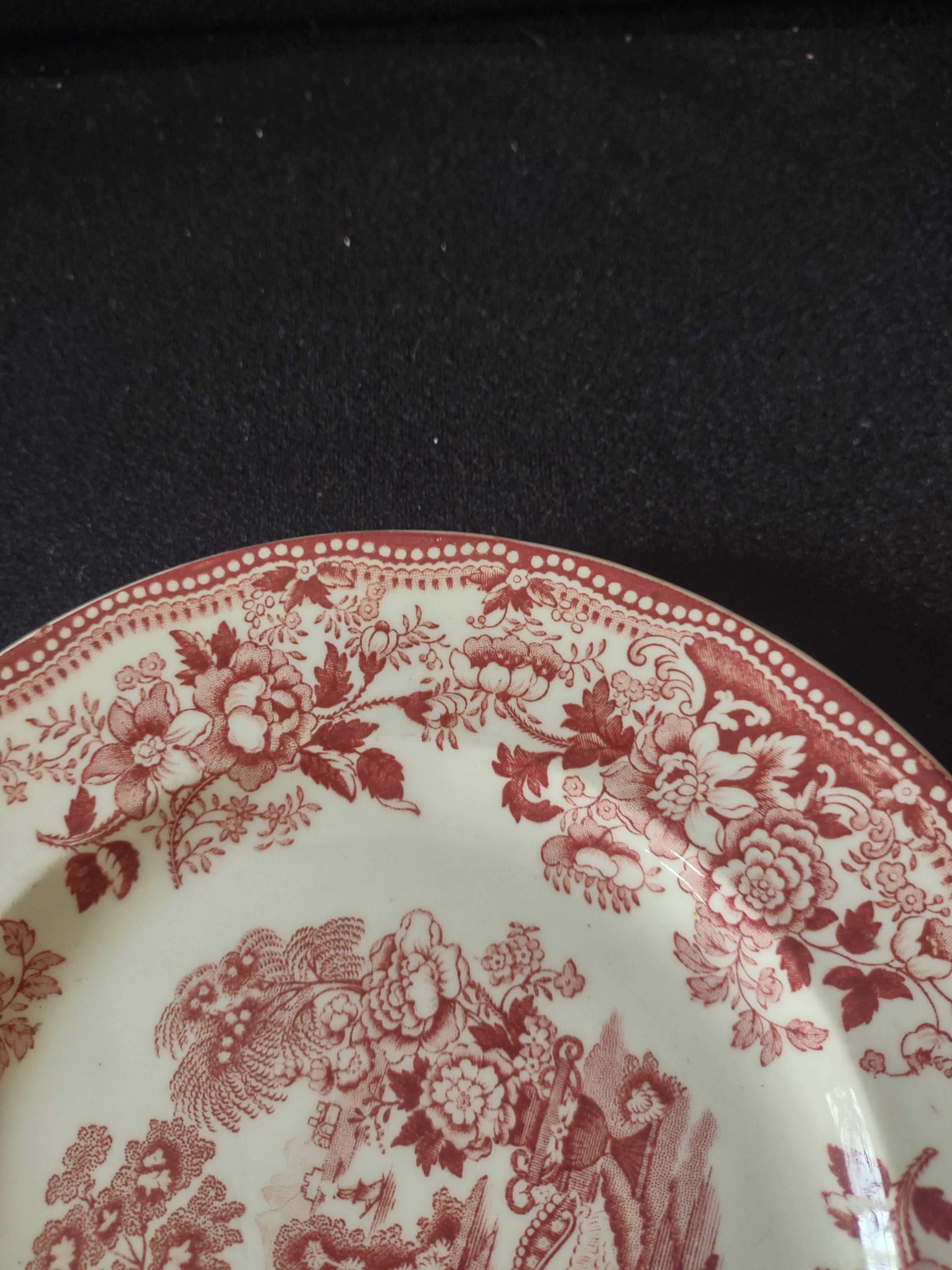 Vintage Royal Staffordshire Tonquin Red Luncheon Plate Ironstone England [5964]