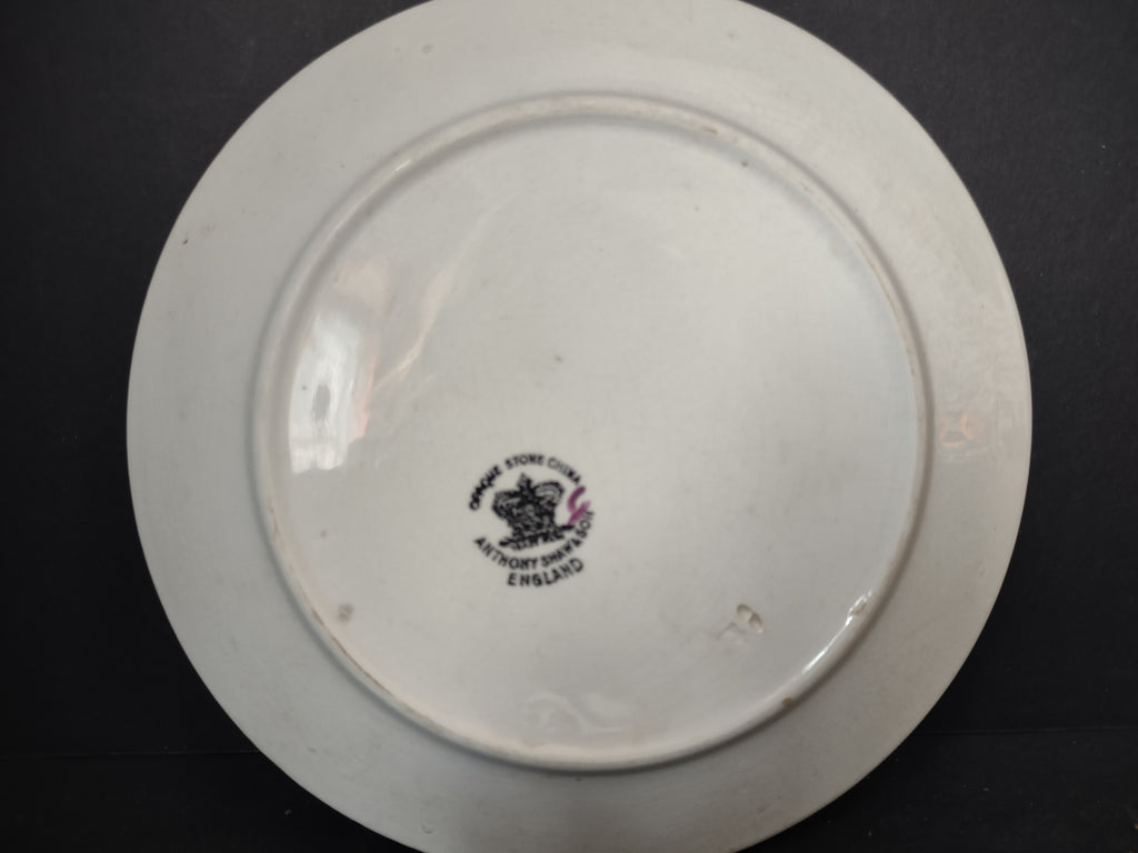 Vintage Anthony Shaw & Son Opaque Stone China Leaf Sprig Plate England [5966]