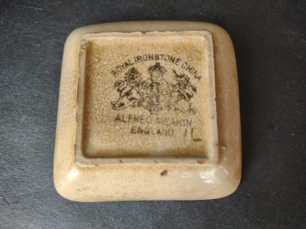 Vintage Meakin Royal Ironstone Butter Pat Heavy Crazing Brown Leaf England [5981]