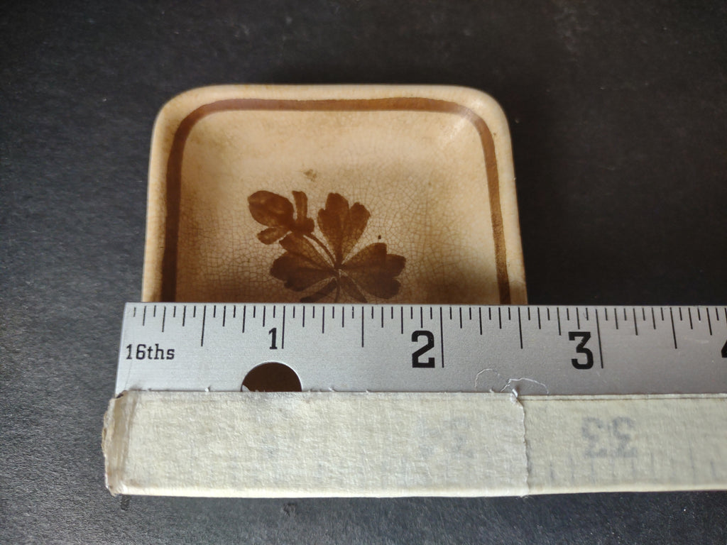 Vintage Meakin Royal Ironstone Butter Pat Heavy Crazing Brown Leaf England [5981]