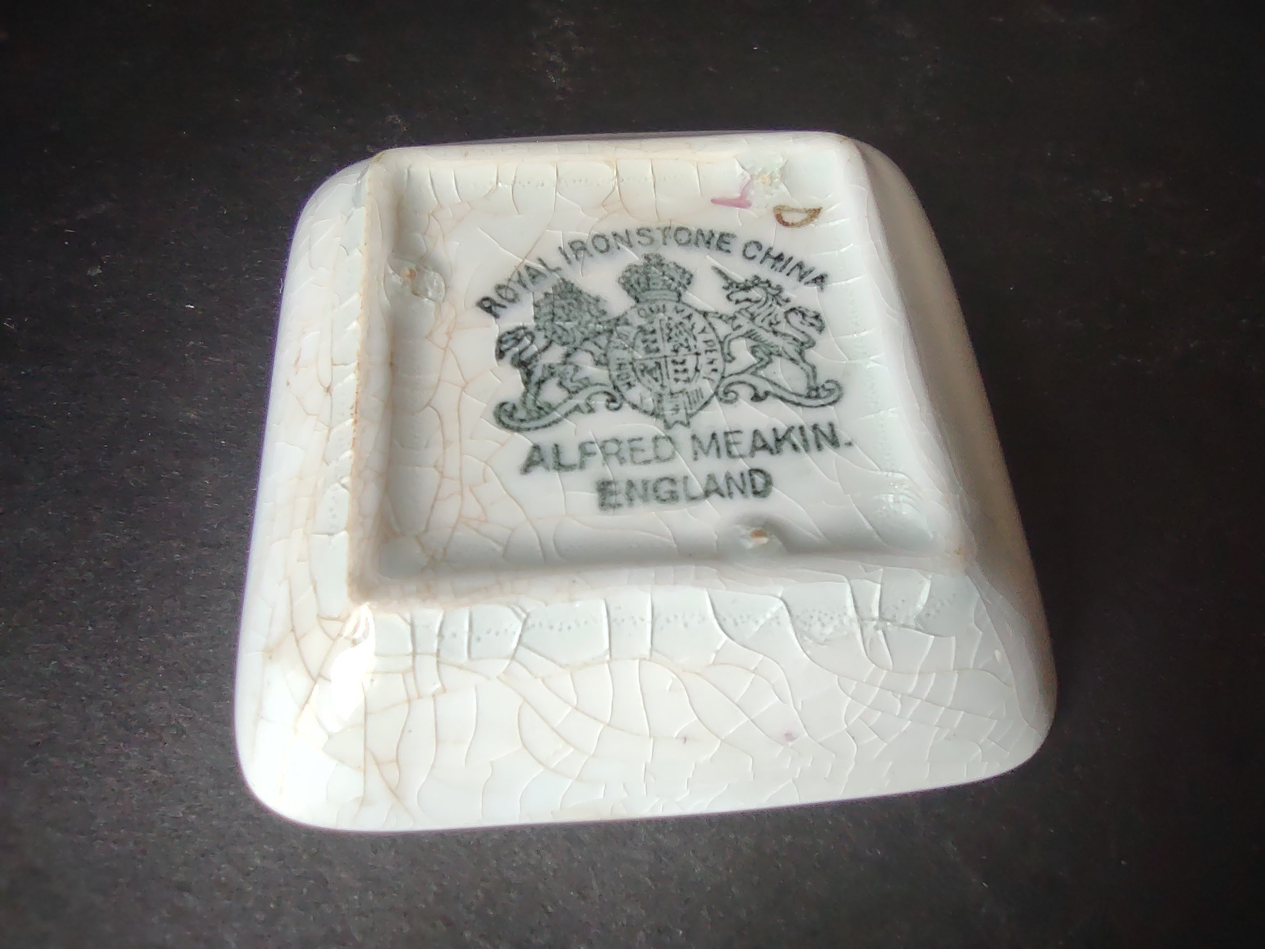 Vintage Alfred Meakin Royal Ironstone Brown Transferware Square Dish [5989]