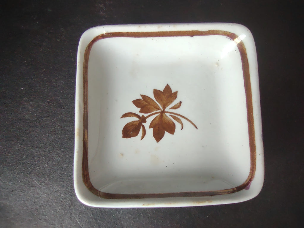 Vintage Alfred Meakin Royal Ironstone Butter Pat Brown Leaf England [5984]