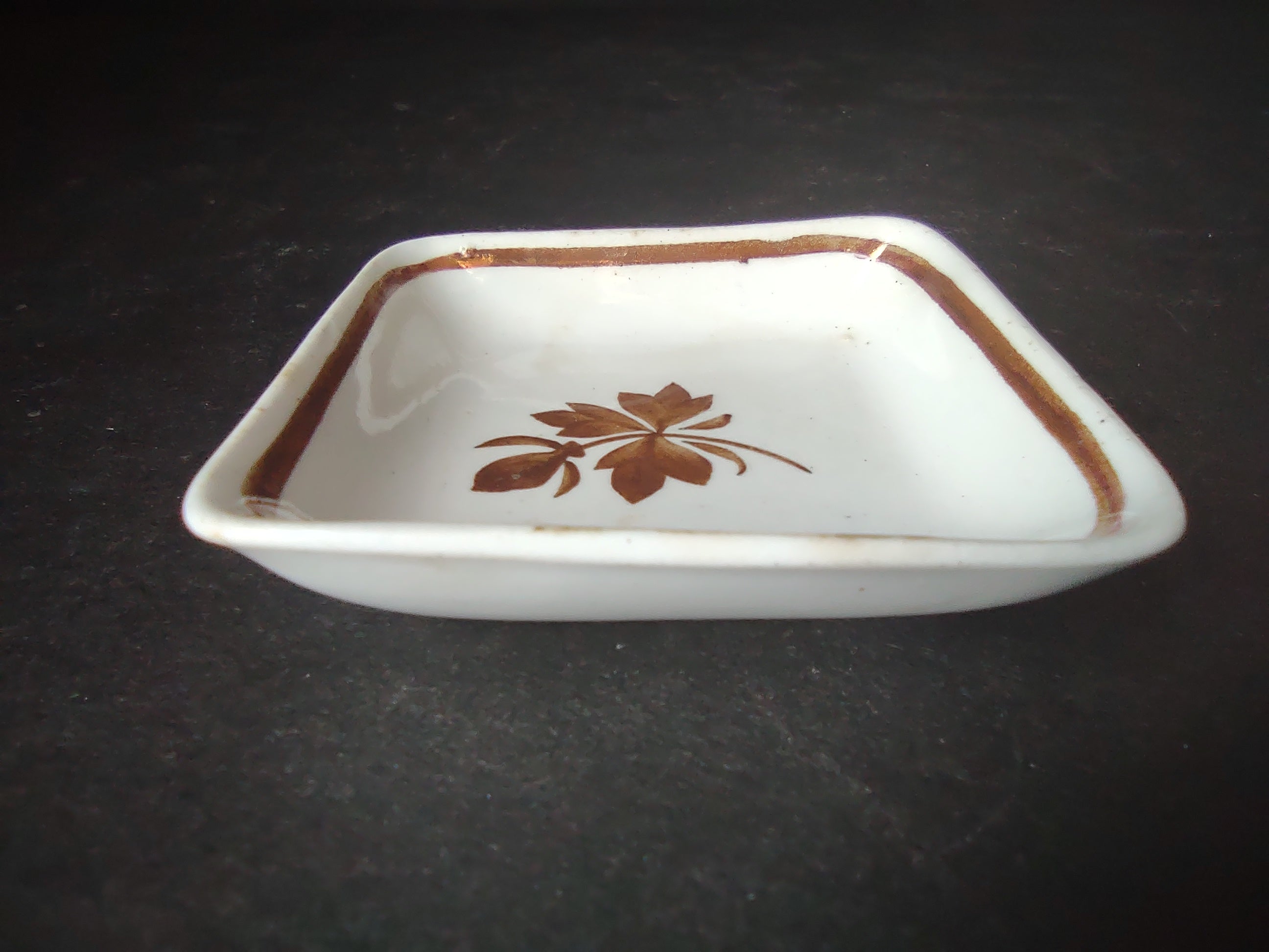 Vintage Alfred Meakin Royal Ironstone Butter Pat Brown Leaf England [5984]