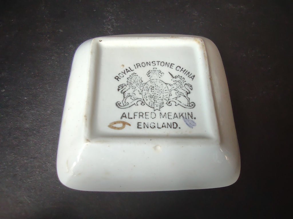 Vintage Alfred Meakin Royal Ironstone Butter Pat Brown Leaf England [5984]