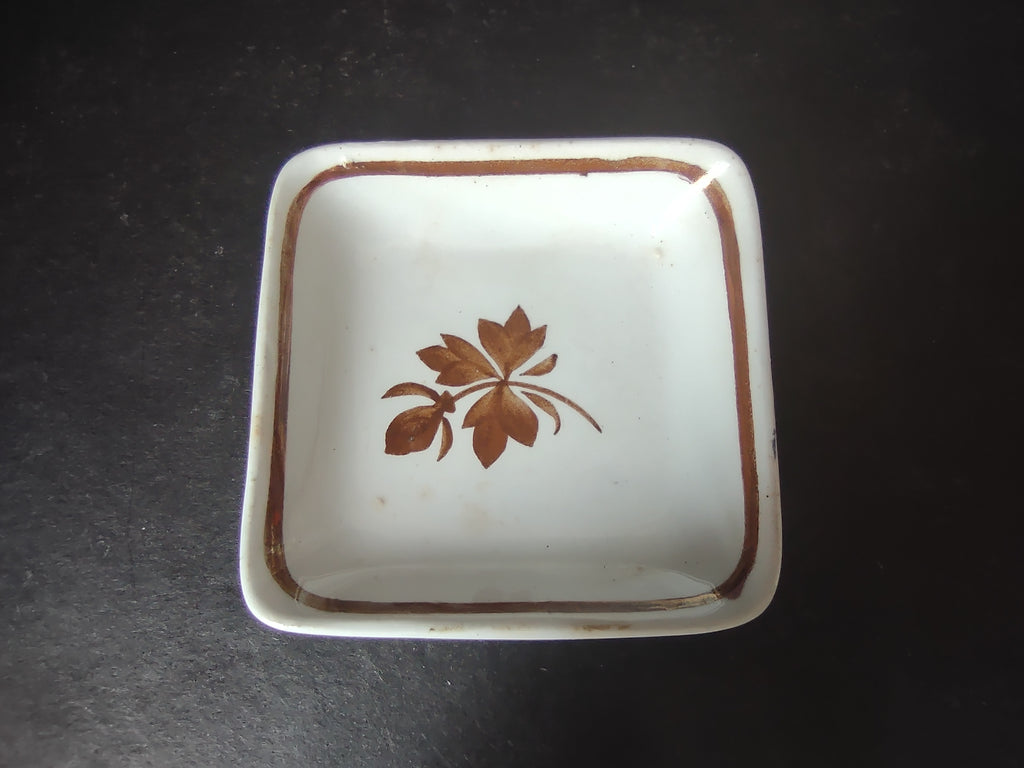 Vintage Alfred Meakin Royal Ironstone Butter Pat Brown Leaf England [5984]