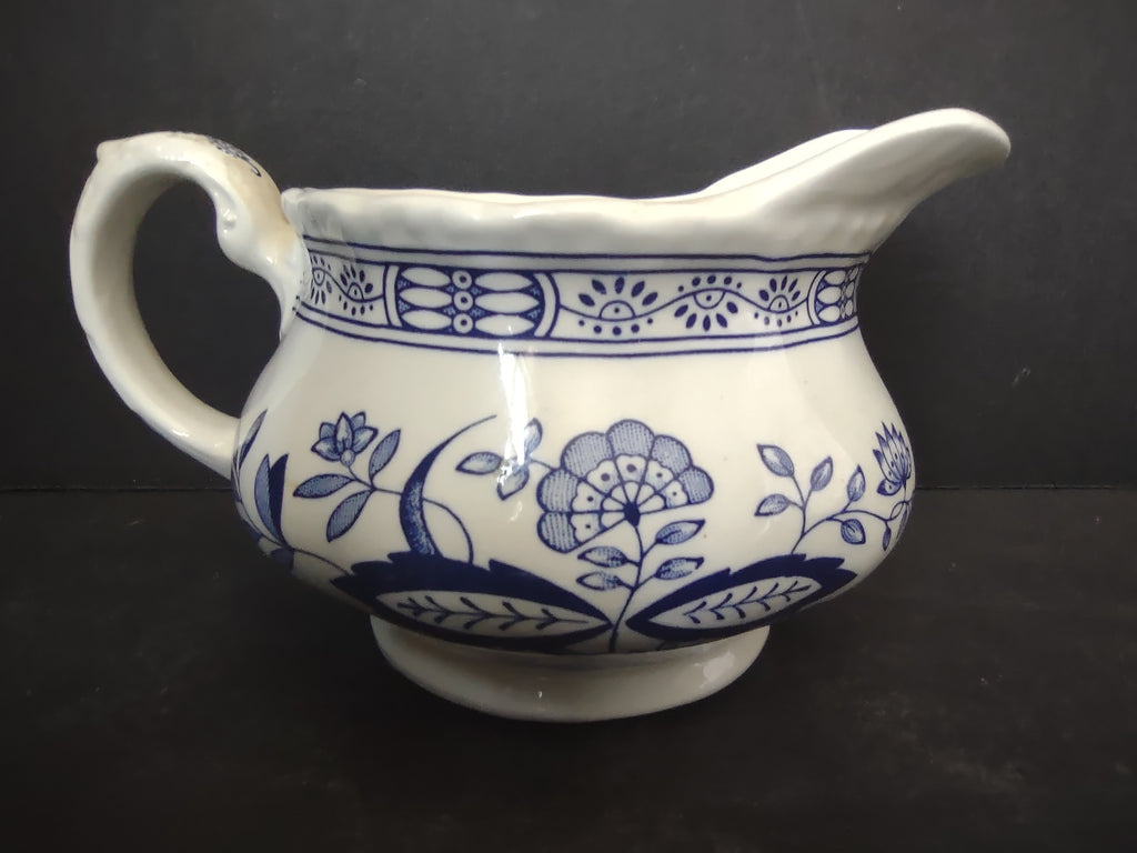 Vintage Enoch Wedgwood Blue Heritage Creamer Jug Cobalt Floral England [5985]