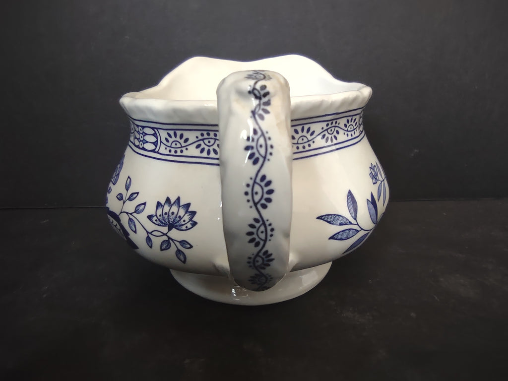 Vintage Enoch Wedgwood Blue Heritage Creamer Jug Cobalt Floral England [5985]