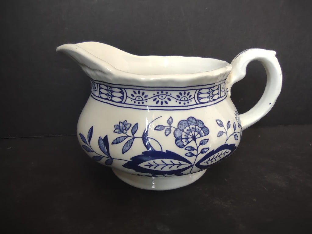 Vintage Enoch Wedgwood Blue Heritage Creamer Jug Cobalt Floral England [5985]