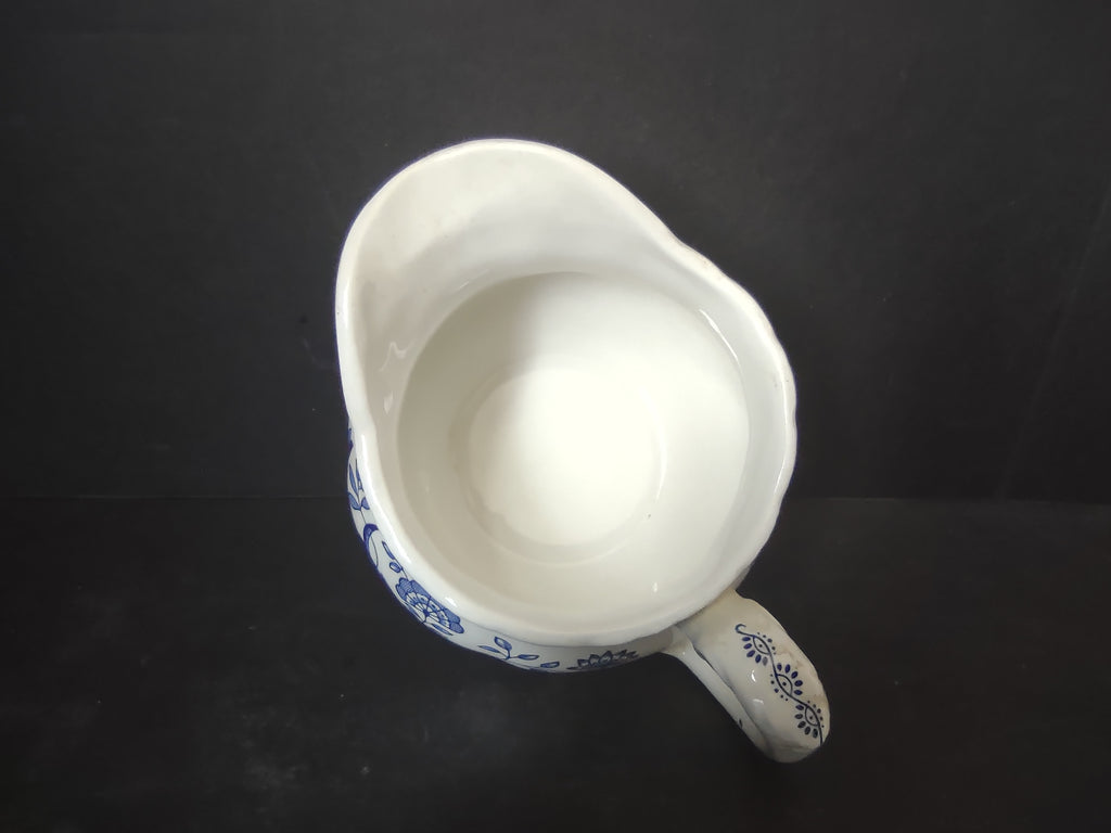 Vintage Enoch Wedgwood Blue Heritage Creamer Jug Cobalt Floral England [5985]