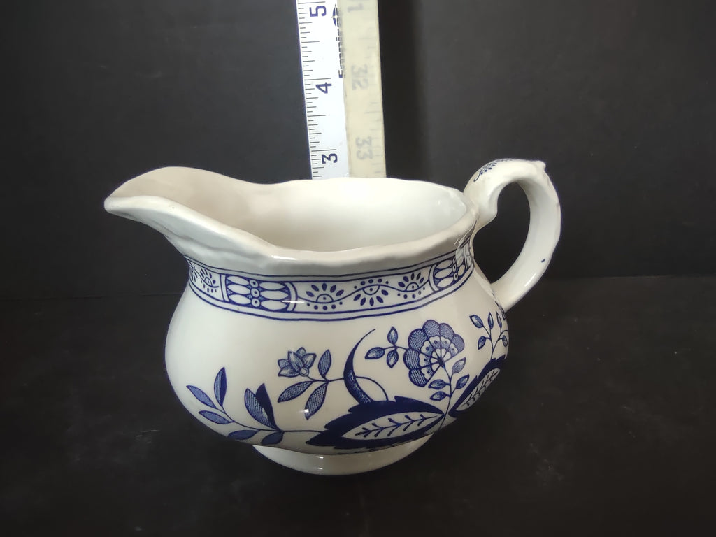 Vintage Enoch Wedgwood Blue Heritage Creamer Jug Cobalt Floral England [5985]