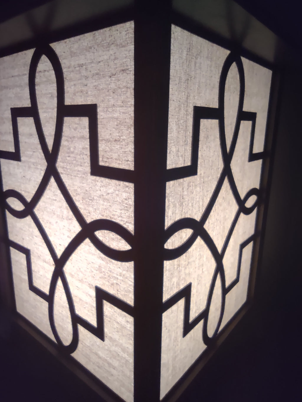 Vintage Asian Shoji Lighted Display Side Table Geometric Fretwork [6011]