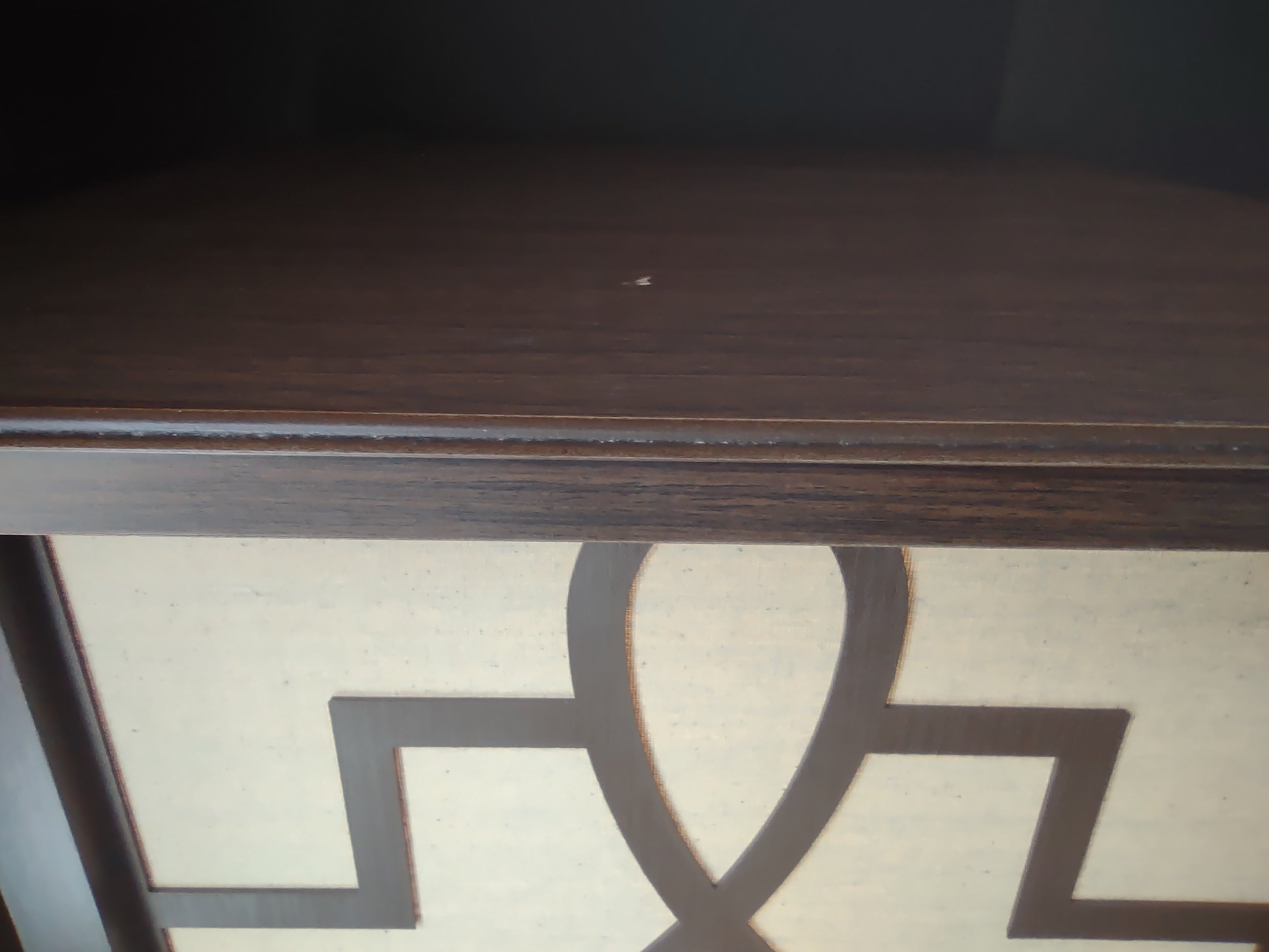 Vintage Asian Shoji Lighted Display Side Table Geometric Fretwork [6011]