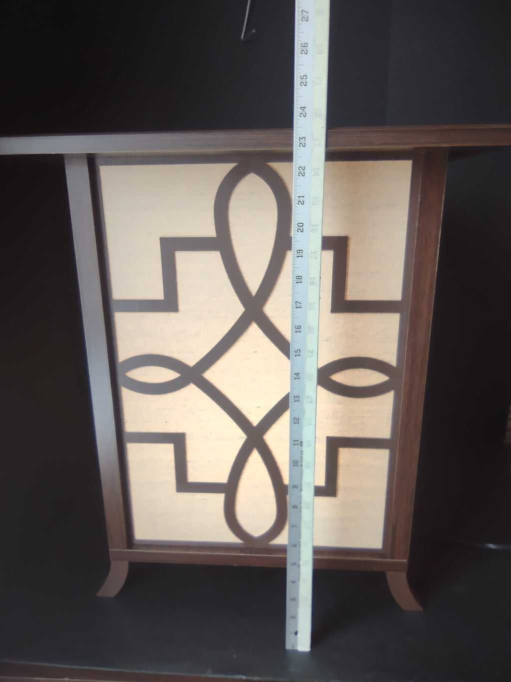 Vintage Asian Shoji Lighted Display Side Table Geometric Fretwork [6011]