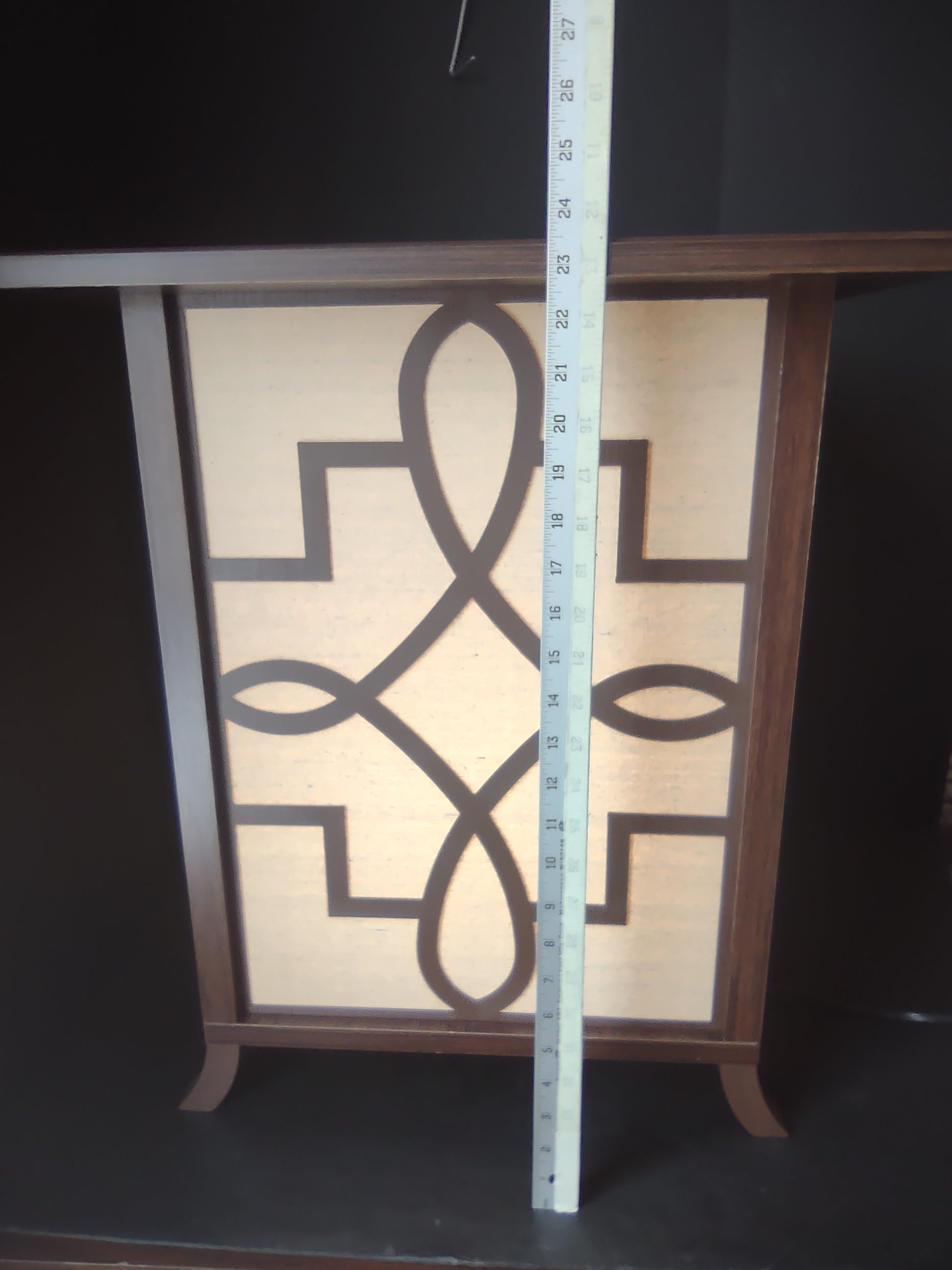 Vintage Asian Shoji Lighted Display Side Table Geometric Fretwork [6011]