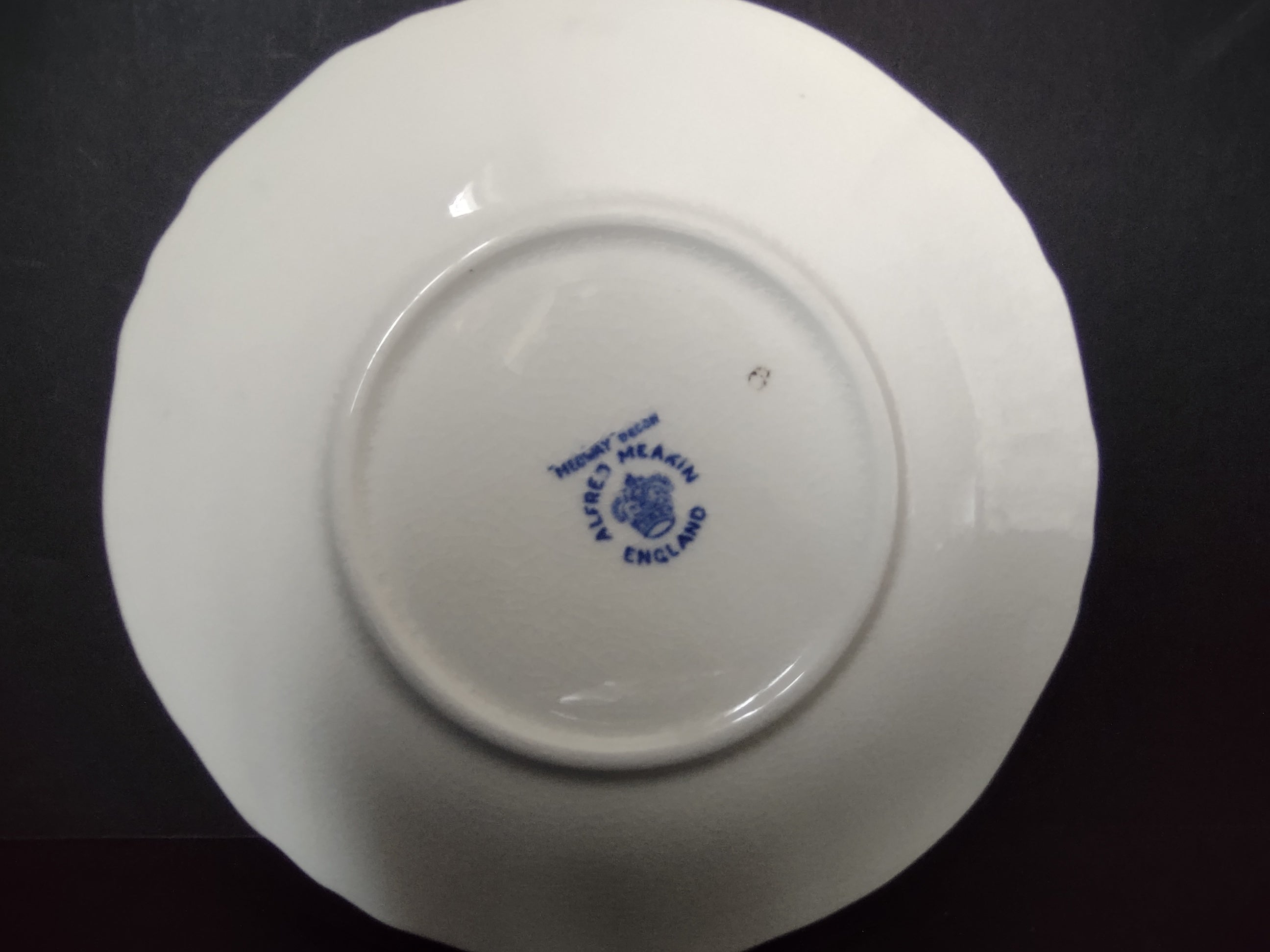 Vintage Alfred Meakin Medway Blue White Cream Soup Bowl Saucer Set [5992]