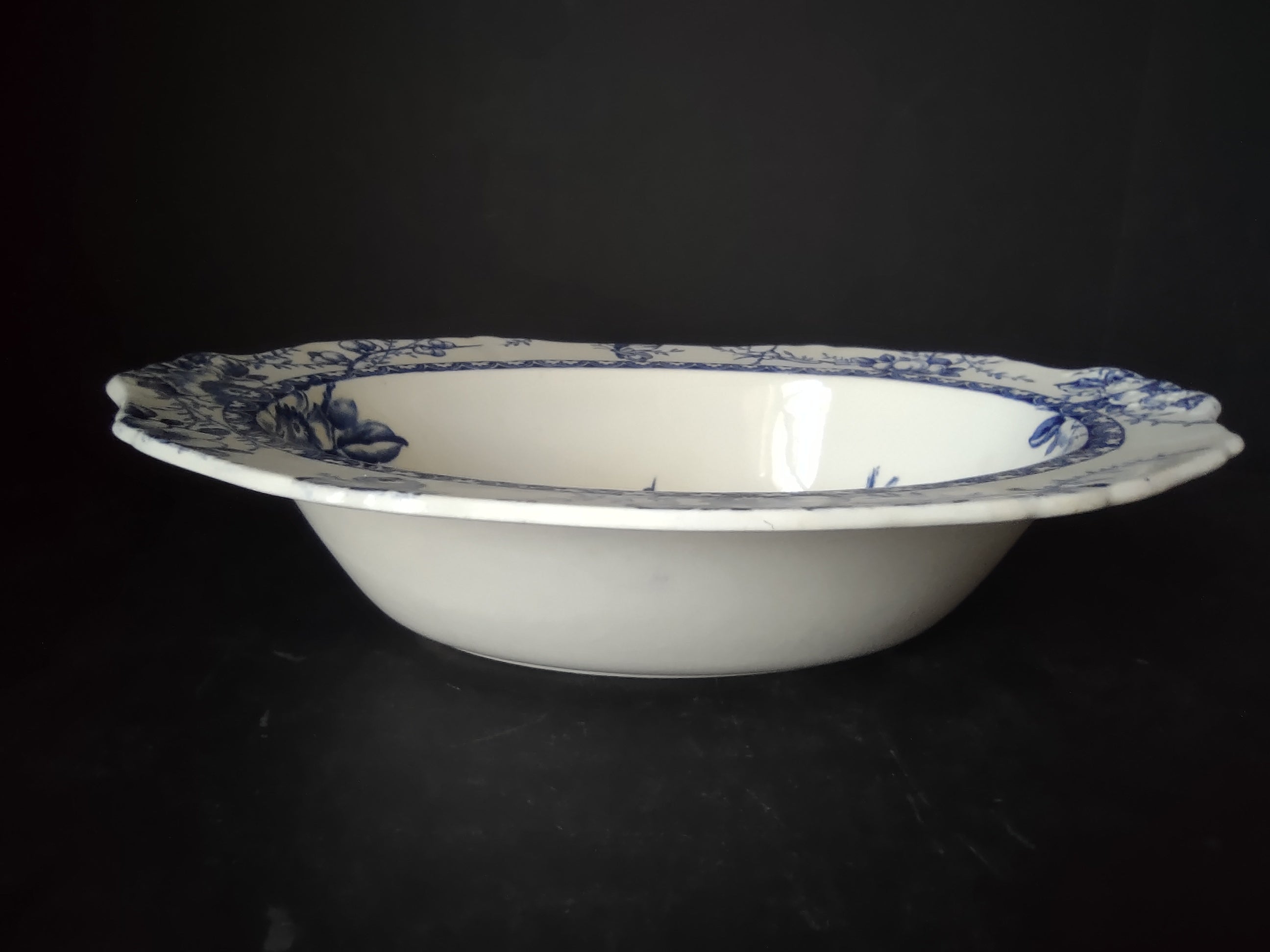 Vintage Alfred Meakin Medway Blue White Transferware Oval Serving Bowl [5993]