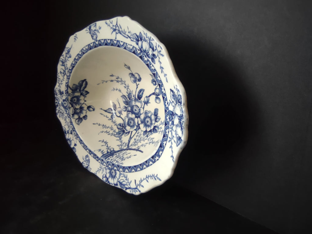 Vintage Alfred Meakin Medway Blue White Transferware Oval Serving Bowl [5993]