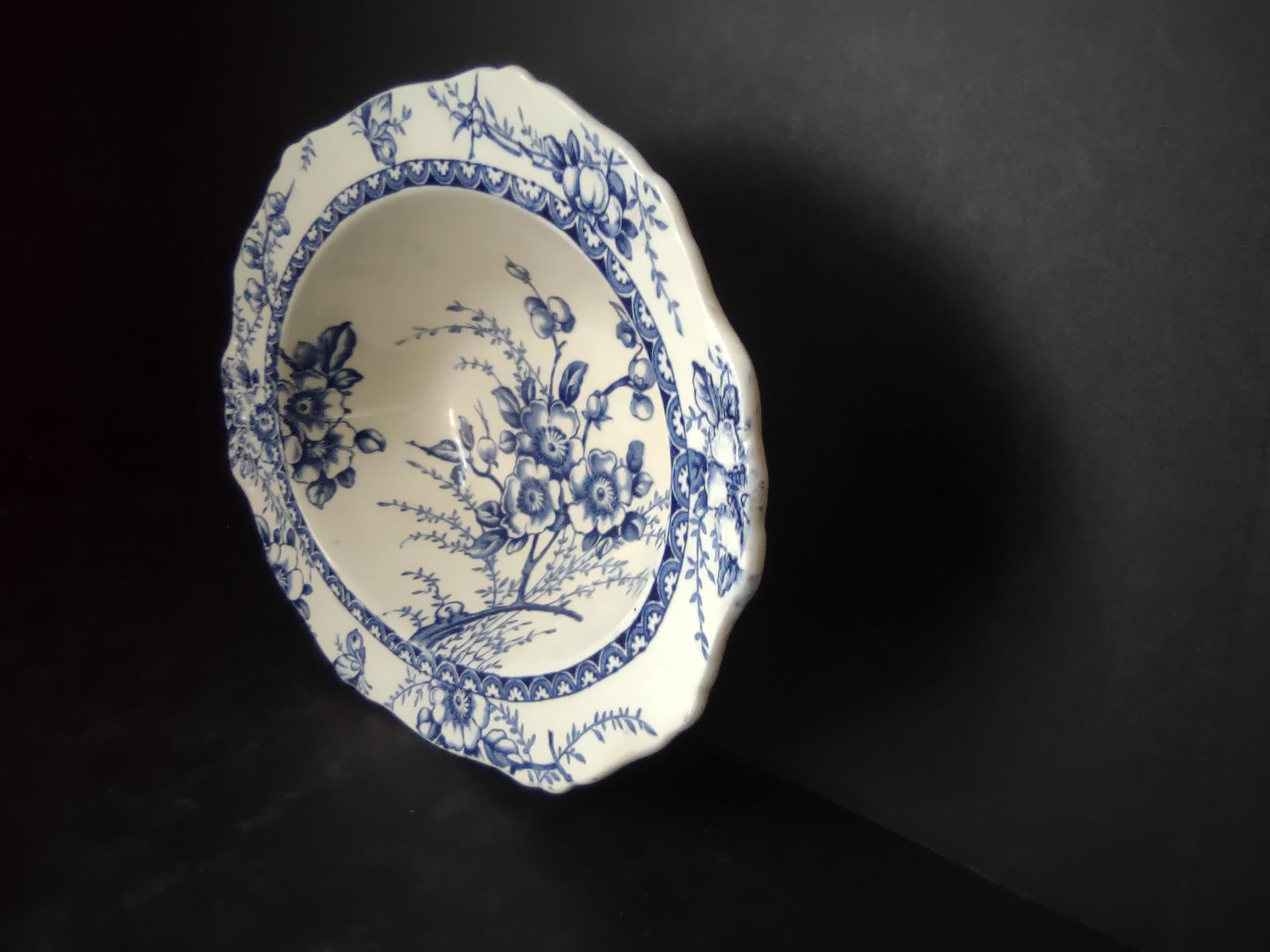 Vintage Alfred Meakin Medway Blue White Transferware Oval Serving Bowl [5993]