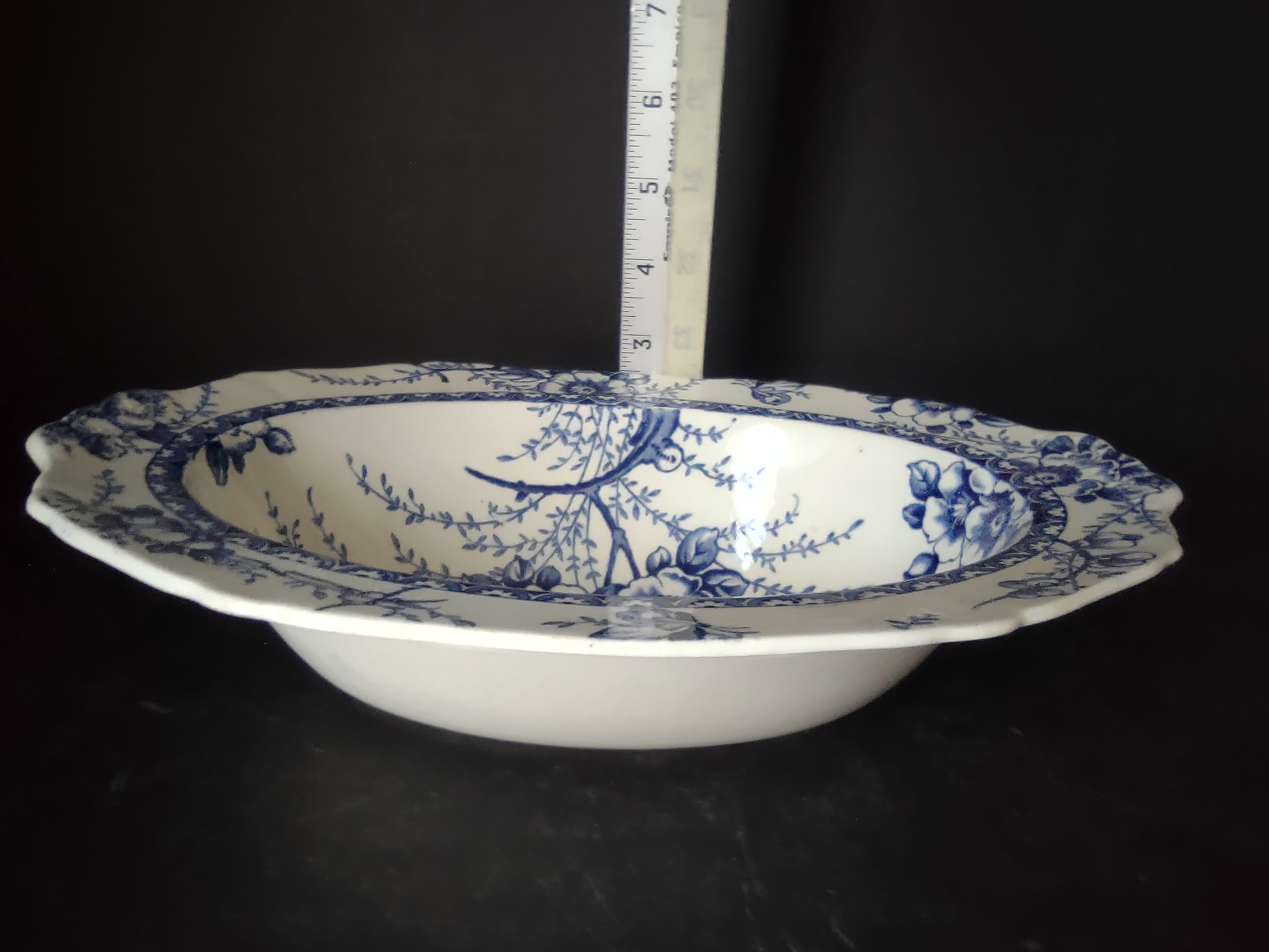 Vintage Alfred Meakin Medway Blue White Transferware Oval Serving Bowl [5993]