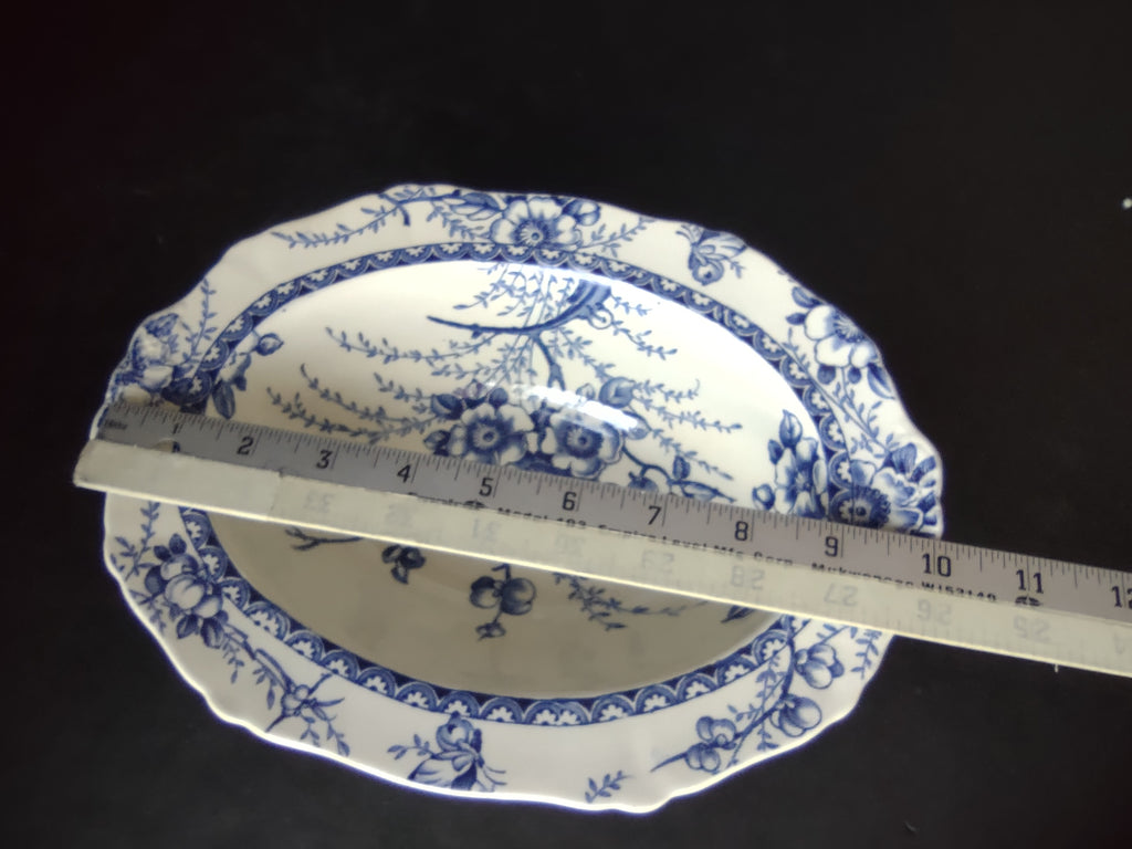 Vintage Alfred Meakin Medway Blue White Transferware Oval Serving Bowl [5993]