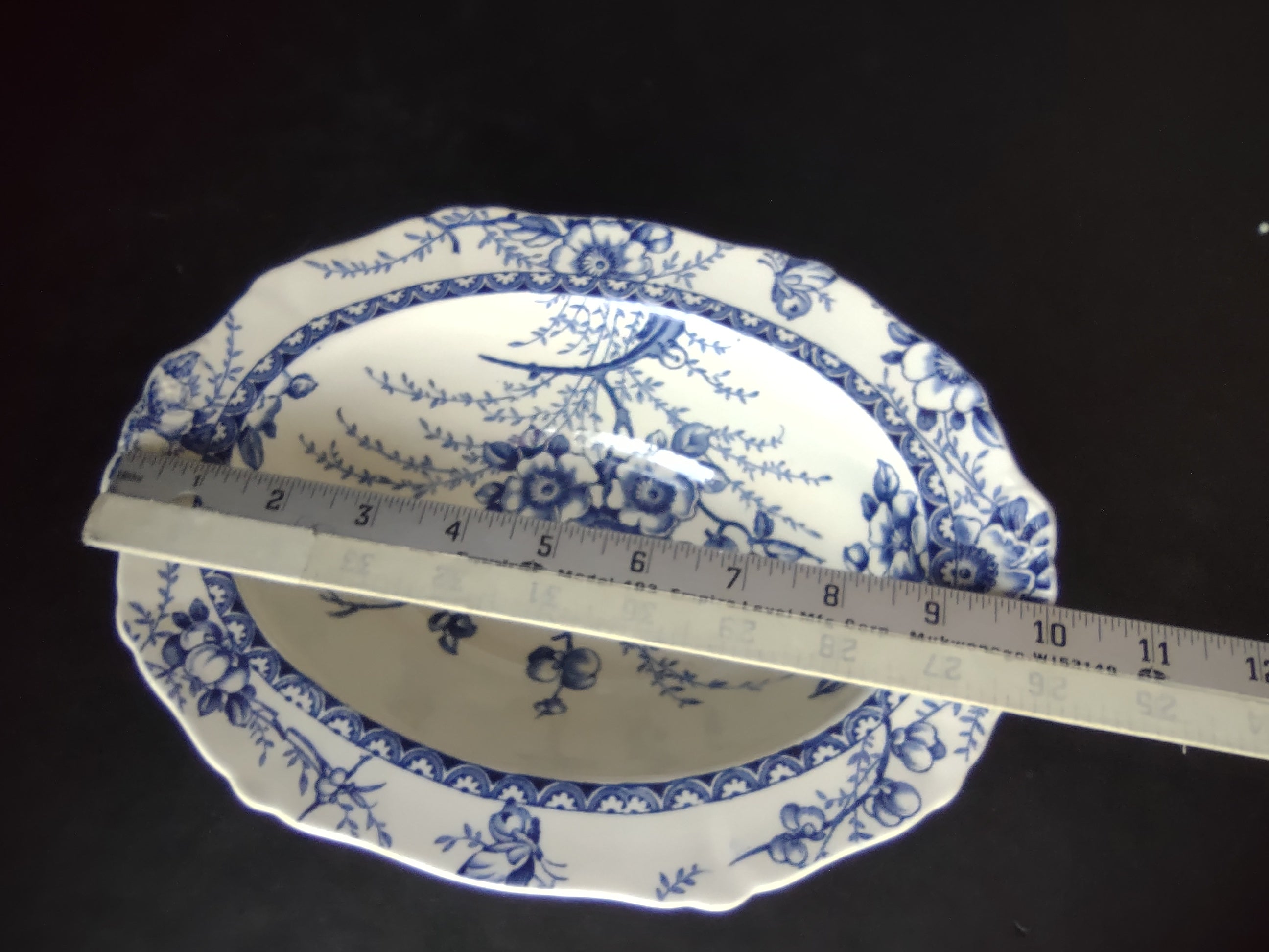 Vintage Alfred Meakin Medway Blue White Transferware Oval Serving Bowl [5993]