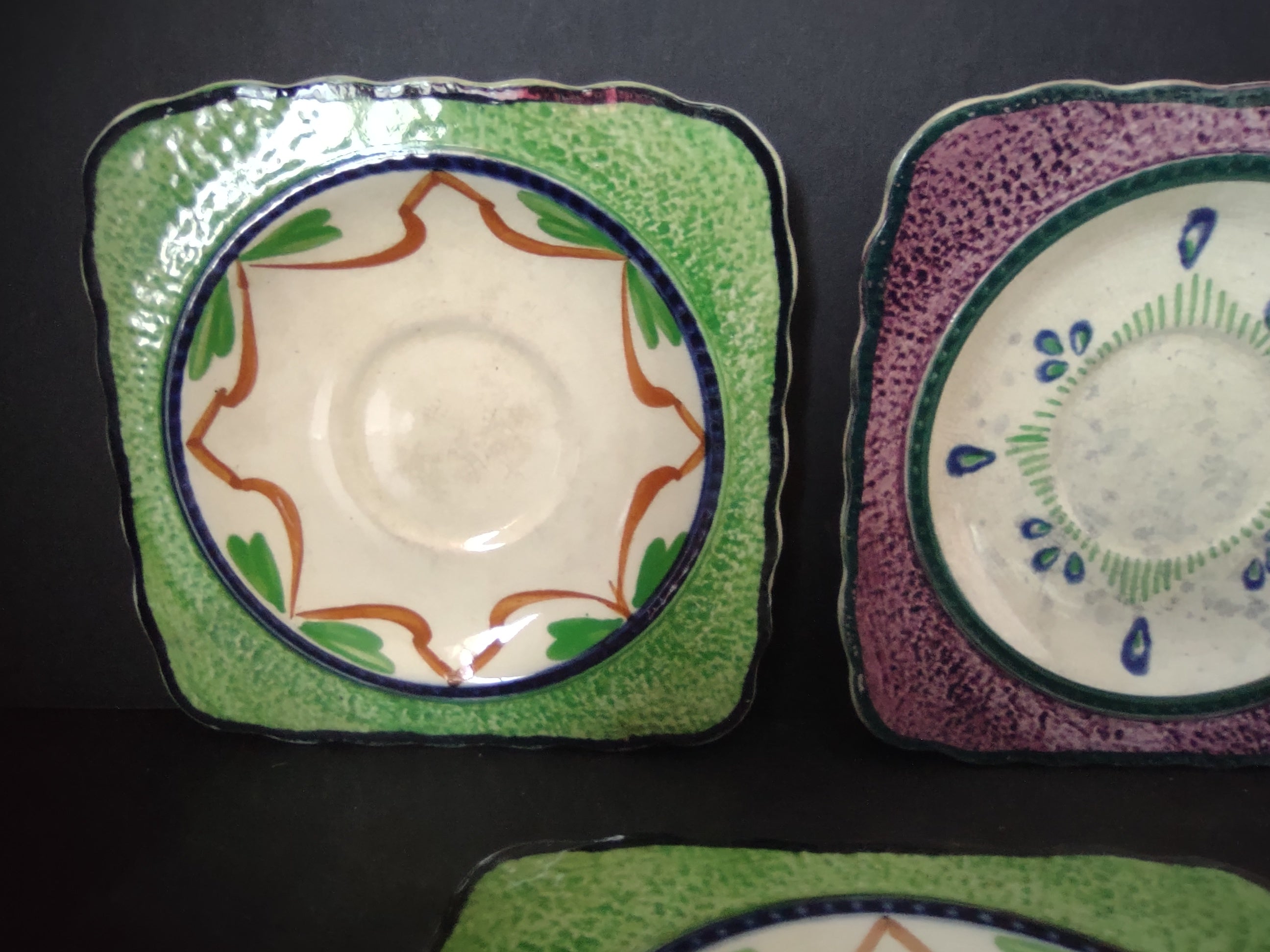 Vintage Baker England Ironstone Heavy Crazing Square Saucer x 5 [5994]