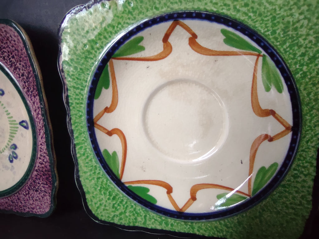 Vintage Baker England Ironstone Heavy Crazing Square Saucer x 5 [5994]