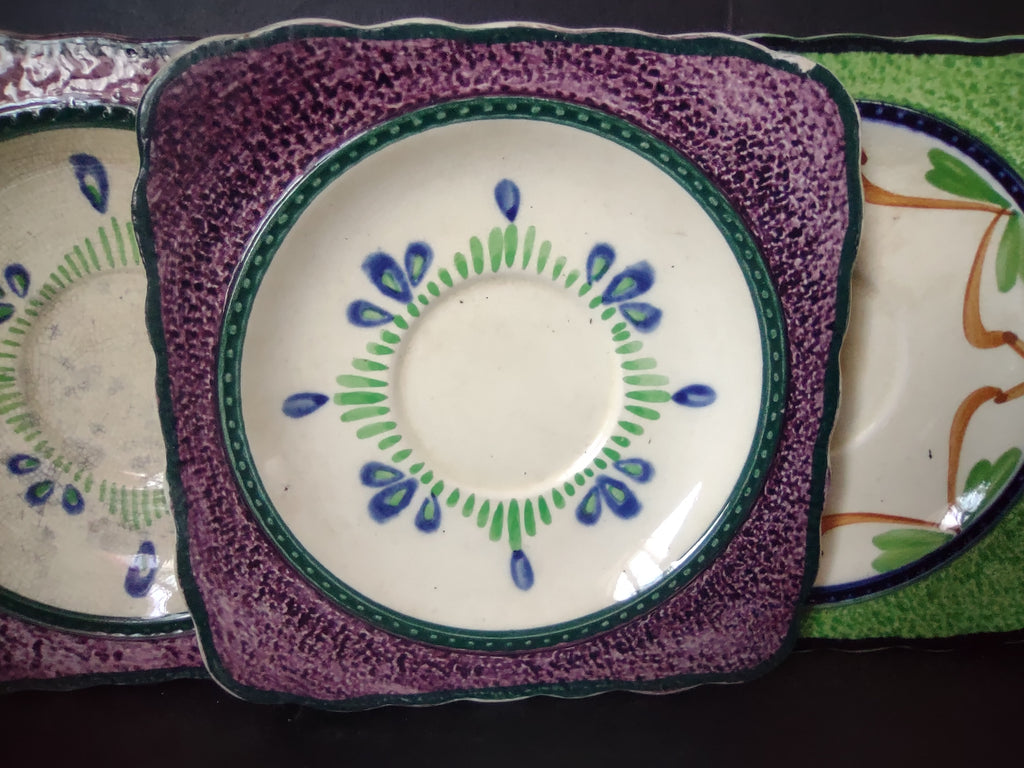 Vintage Baker England Ironstone Heavy Crazing Square Saucer x 5 [5994]
