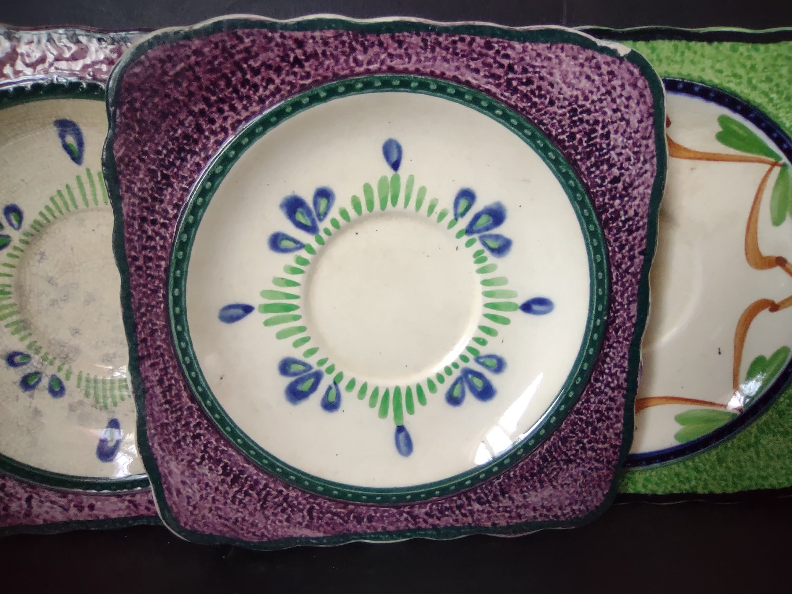Vintage Baker England Ironstone Heavy Crazing Square Saucer x 5 [5994]