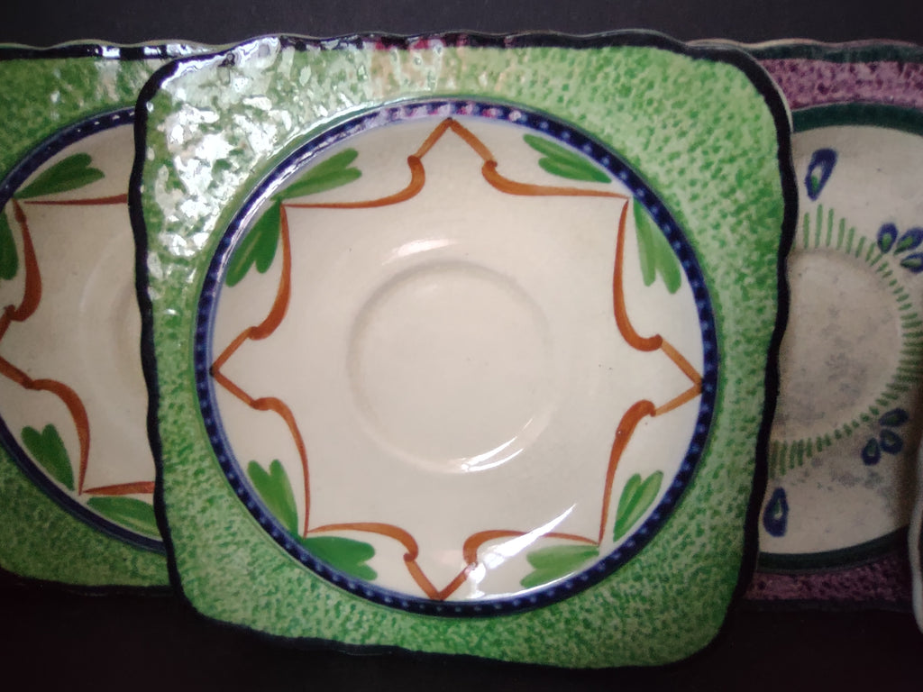Vintage Baker England Ironstone Heavy Crazing Square Saucer x 5 [5994]