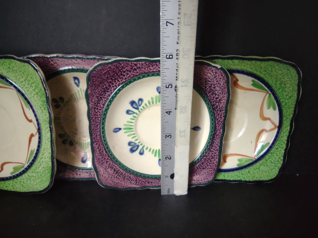 Vintage Baker England Ironstone Heavy Crazing Square Saucer x 5 [5994]
