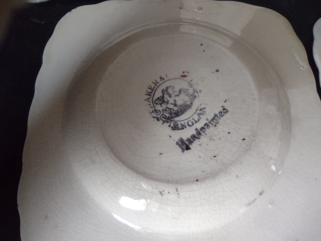 Vintage Baker England Ironstone Heavy Crazing Square Saucer x 5 [5994]