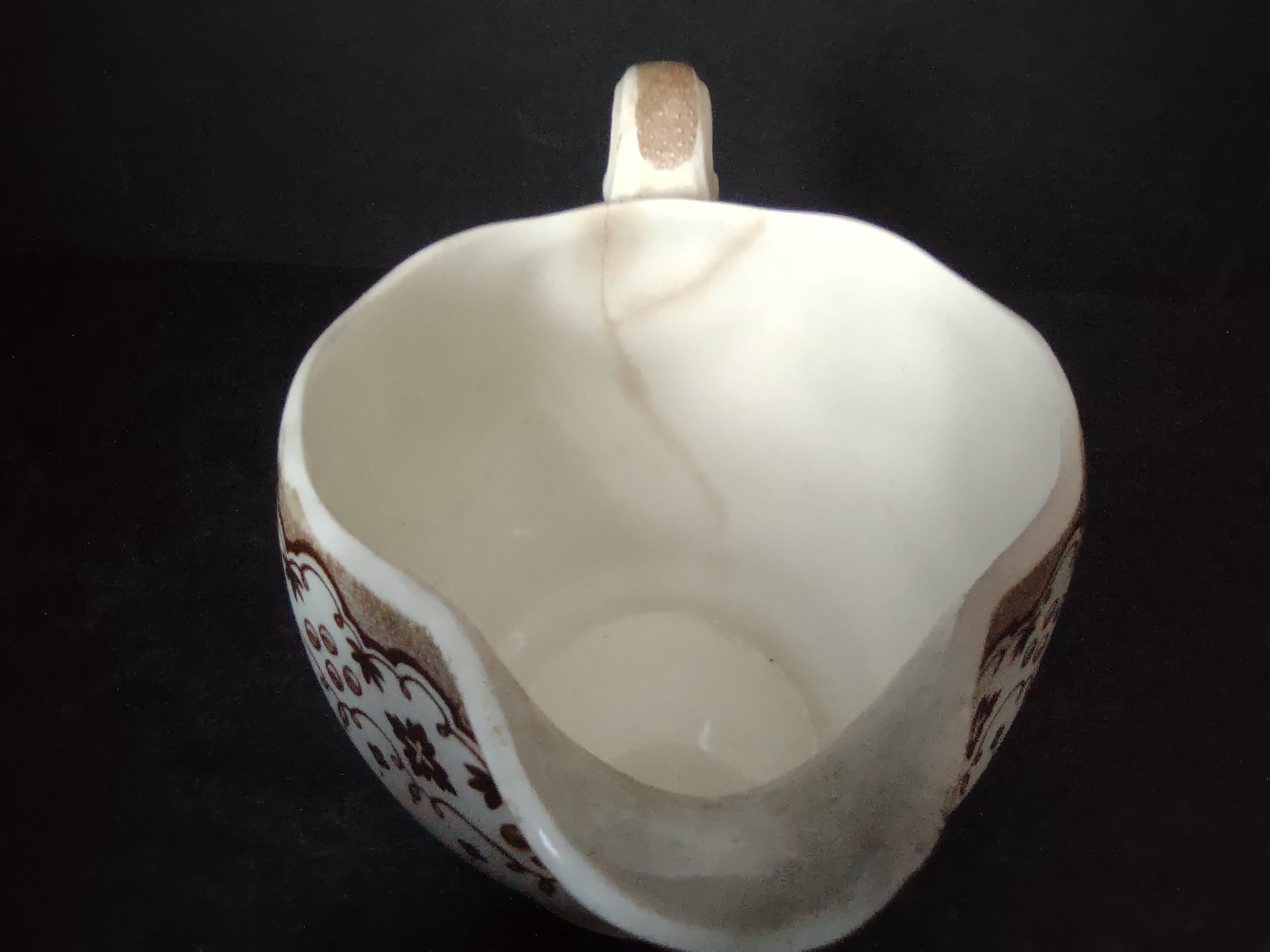 Vintage Enoch Wedgwood Lille Brown Transferware Creamer Milk Jug England [5997]