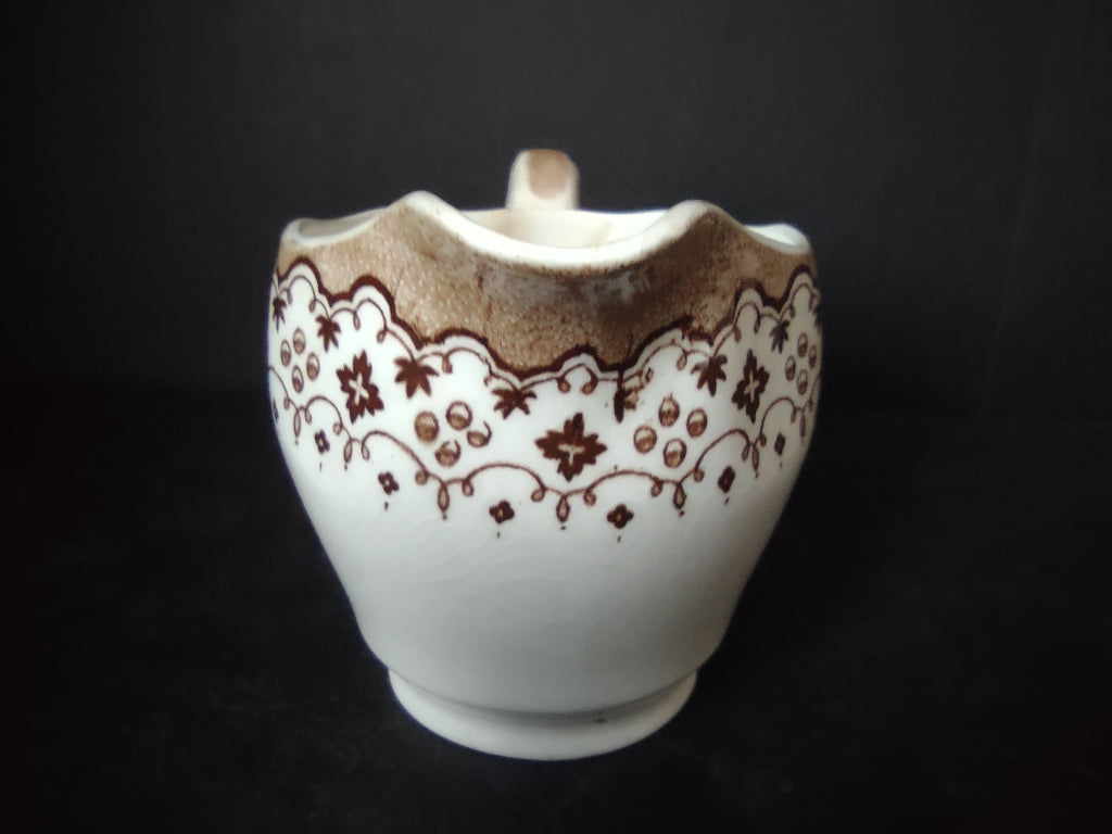 Vintage Enoch Wedgwood Lille Brown Transferware Creamer Milk Jug England [5997]