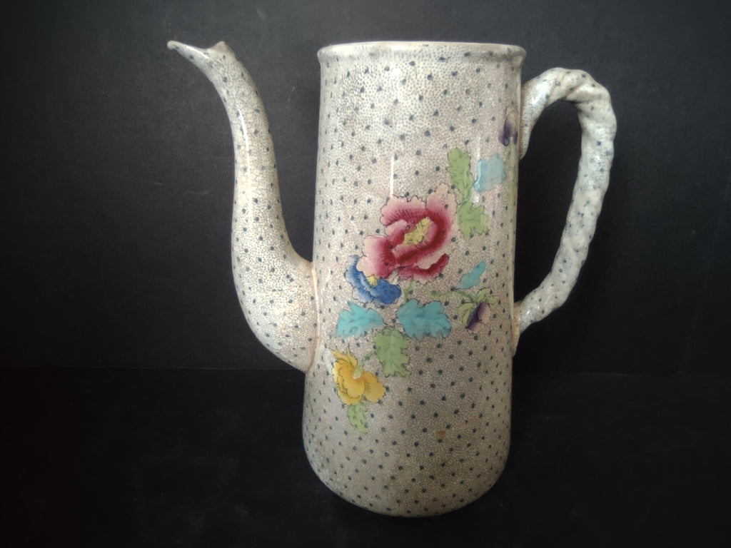 Vintage Very Heavy Crazing Floral Lidless Coffee Pot Chocolate Pot [5998]