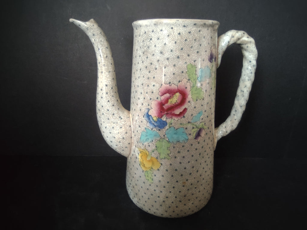 Vintage Very Heavy Crazing Floral Lidless Coffee Pot Chocolate Pot [5998]
