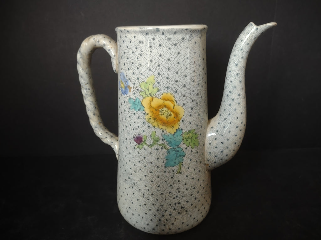 Vintage Very Heavy Crazing Floral Lidless Coffee Pot Chocolate Pot [5998]