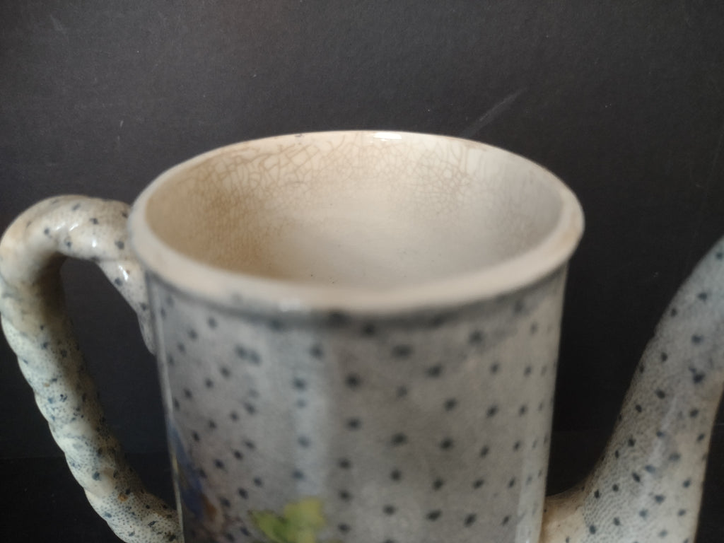 Vintage Very Heavy Crazing Floral Lidless Coffee Pot Chocolate Pot [5998]