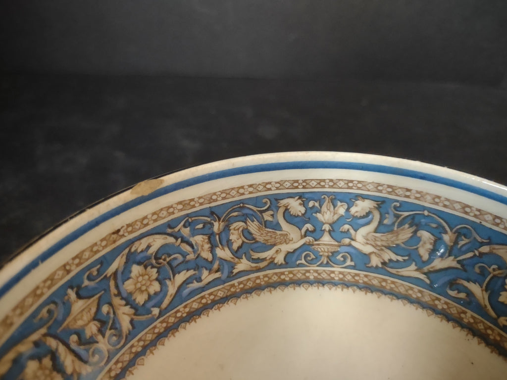 Vintage Myott Staffordshire Medici Cream Soup Bowl Blue Transferware [6000]