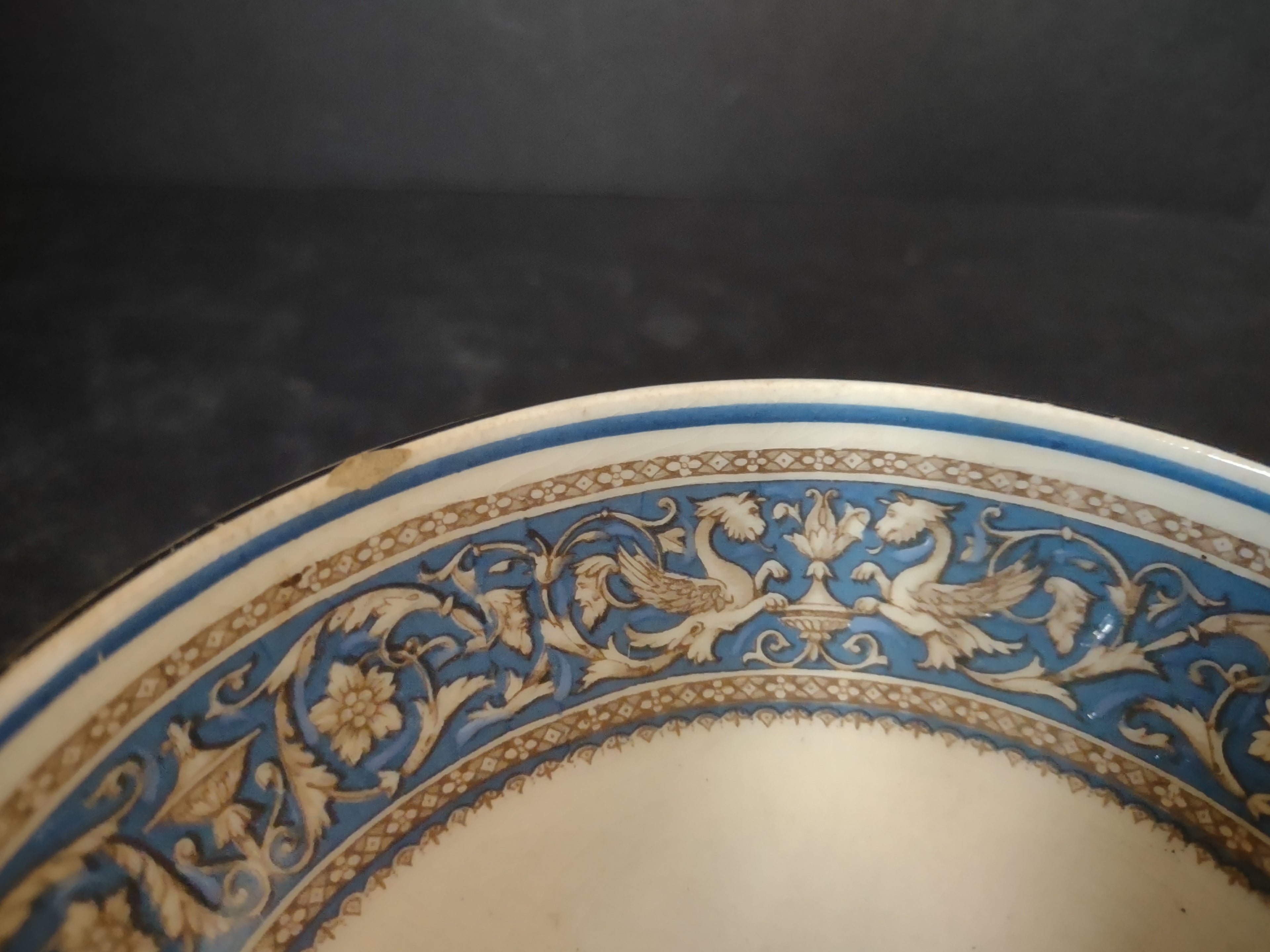 Vintage Myott Staffordshire Medici Cream Soup Bowl Blue Transferware [6000]