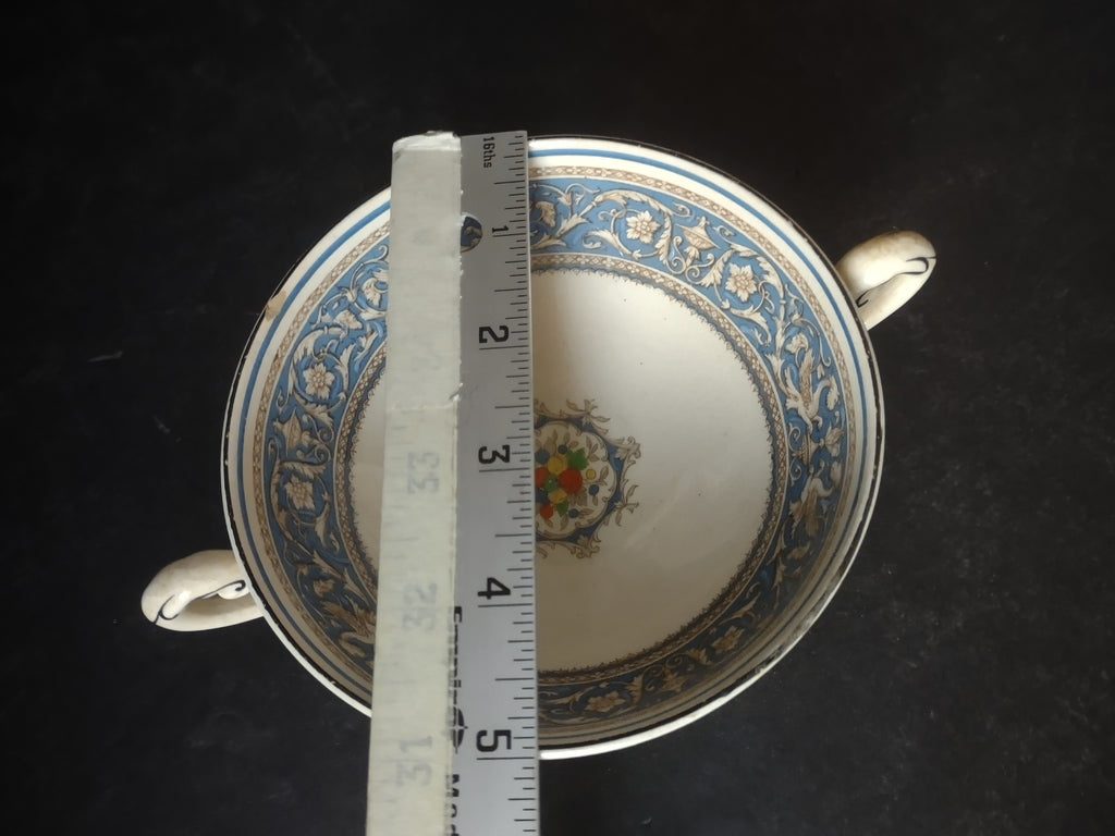Vintage Myott Staffordshire Medici Cream Soup Bowl Blue Transferware [6000]