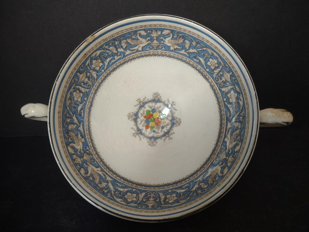 Vintage Myott Staffordshire Medici Cream Soup Bowl Blue Transferware [6000]