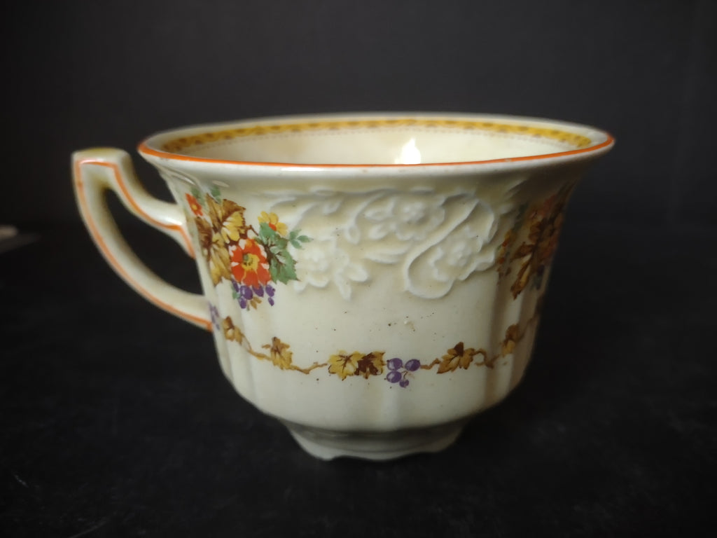 Vintage Myott Staffordshire Embossed Fruit Floral Teacup Harvest Pattern [6001]