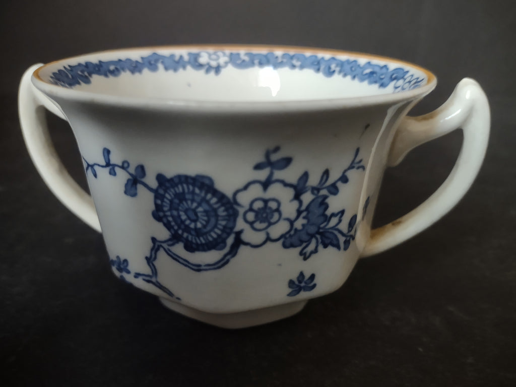 Vintage Wood's Ware Old Bow Blue Transferware Two-Handle Cup England [6003]