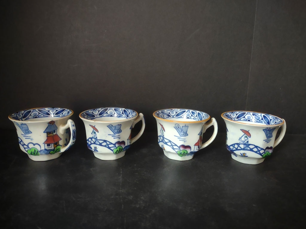 Vintage Westover DBC Chinoiserie Transferware Tea Cup Set of 4 [6004]