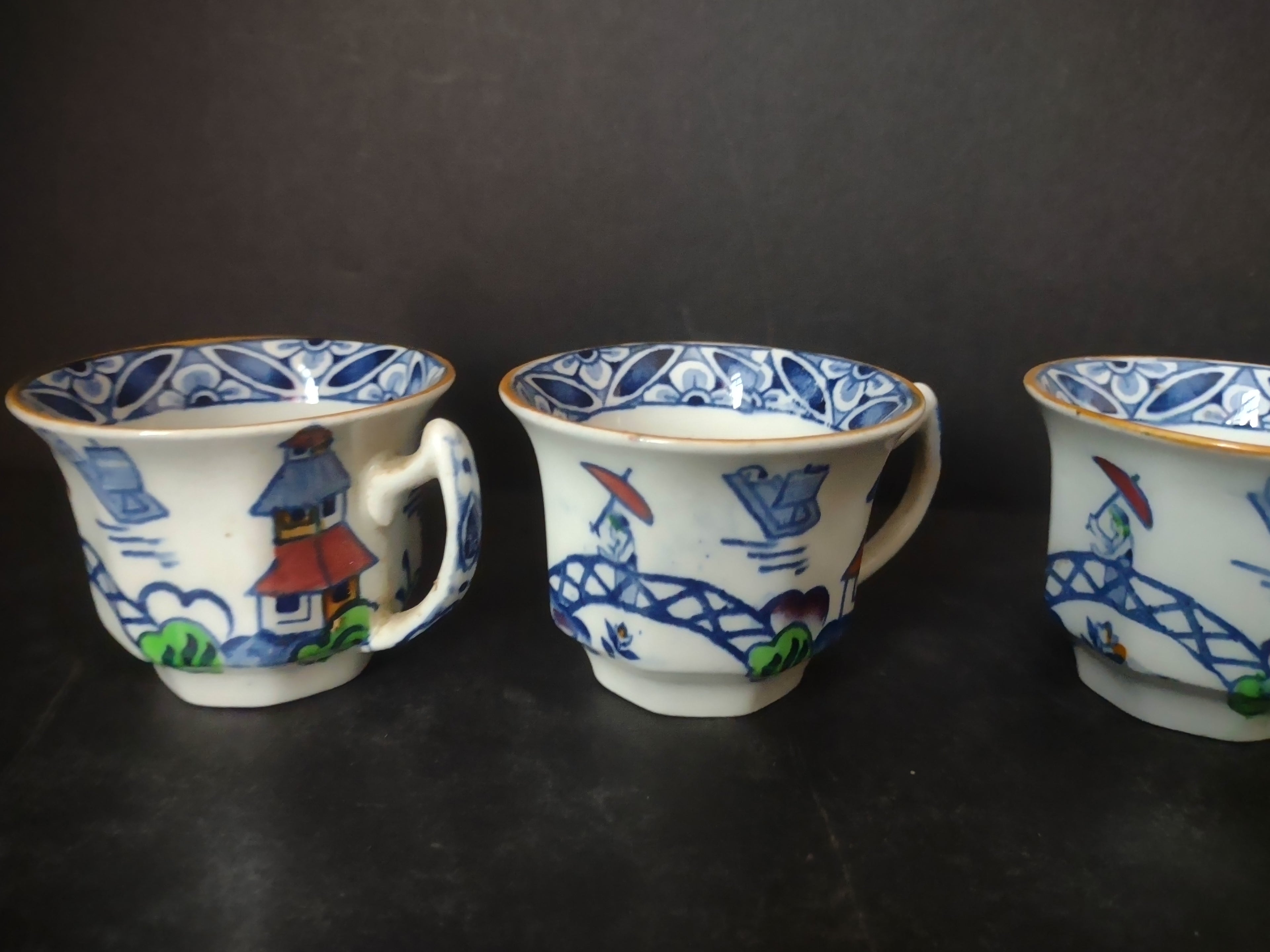 Vintage Westover DBC Chinoiserie Transferware Tea Cup Set of 4 [6004]